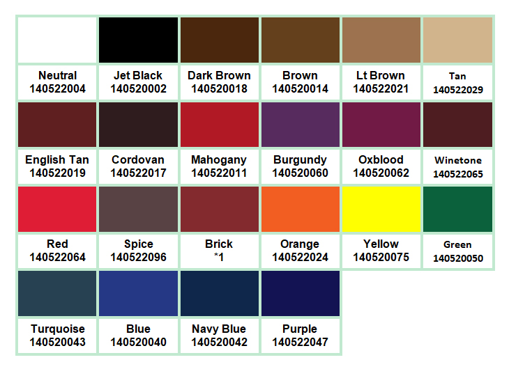 140520002 Angelus Leather Dye Colour Chart - LaBelle Supply